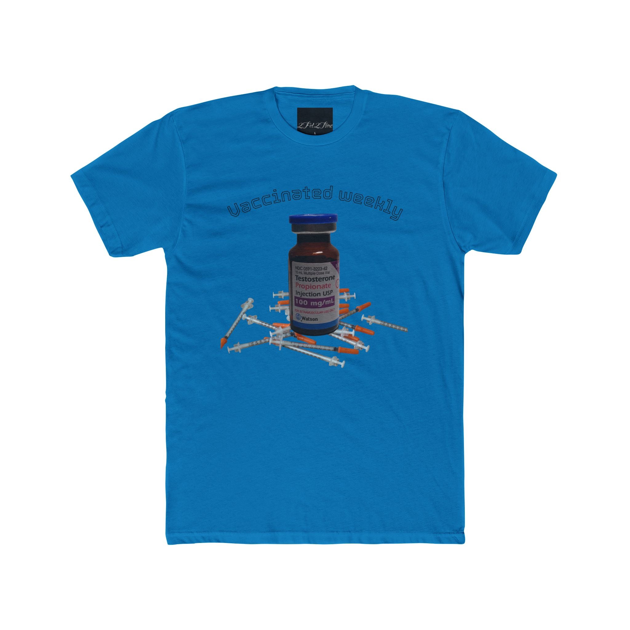 “Vaccinated Weekly” T‑Shirt — Vaccine Vial & Syringe Graphic Tee