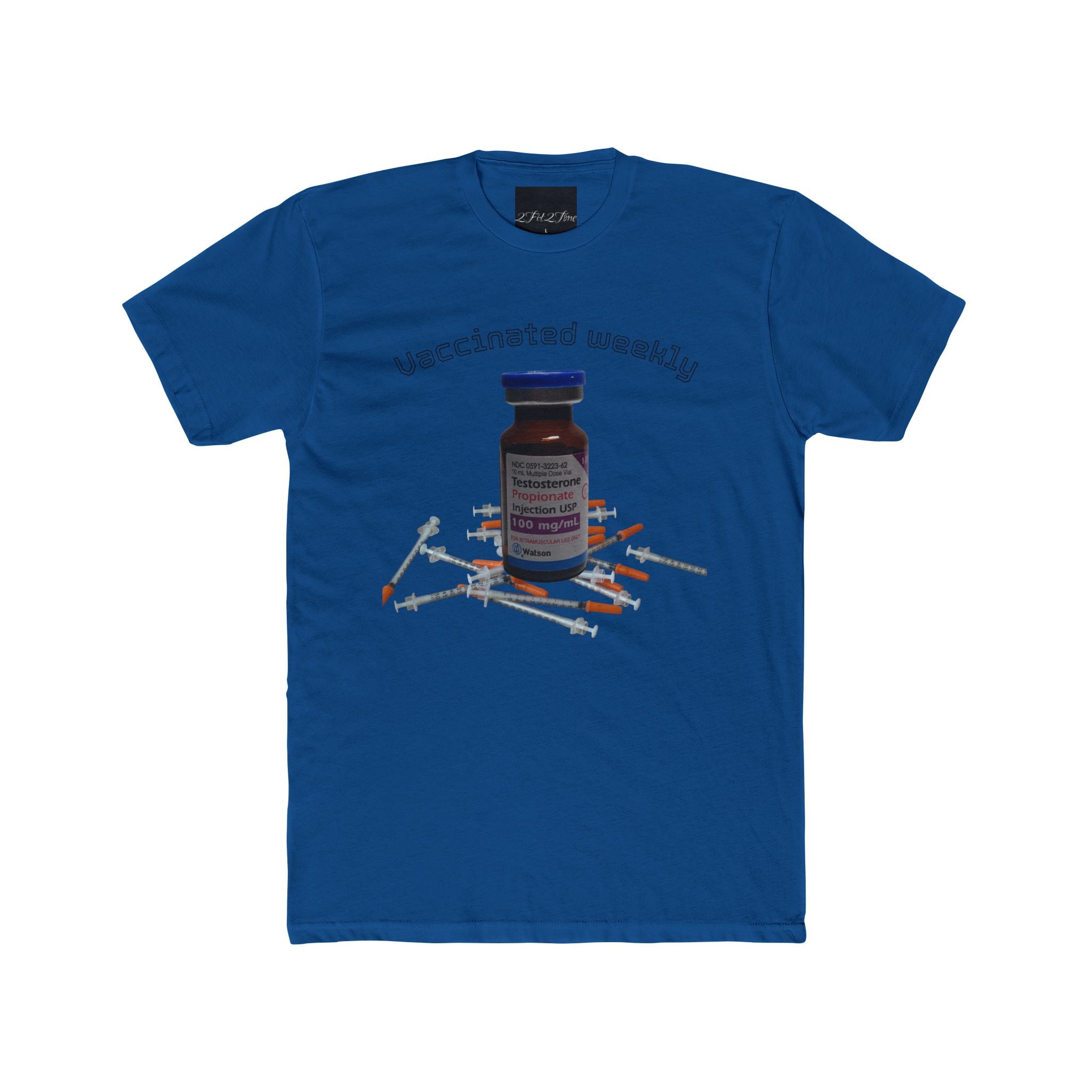 “Vaccinated Weekly” T‑Shirt — Vaccine Vial & Syringe Graphic Tee
