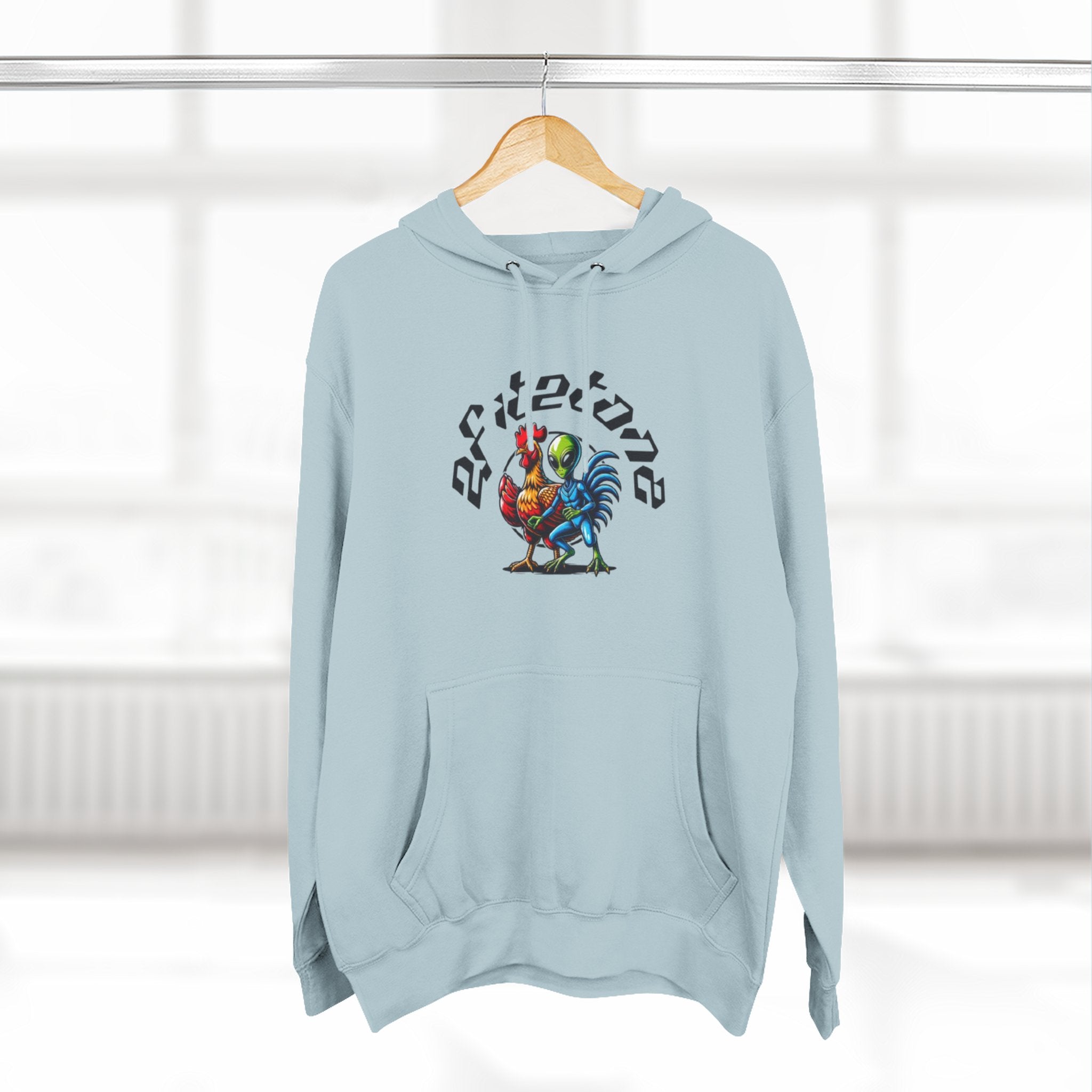 Angel Wings & Rooster Graphic Hoodie — Vintage Tattoo-Style Pullover