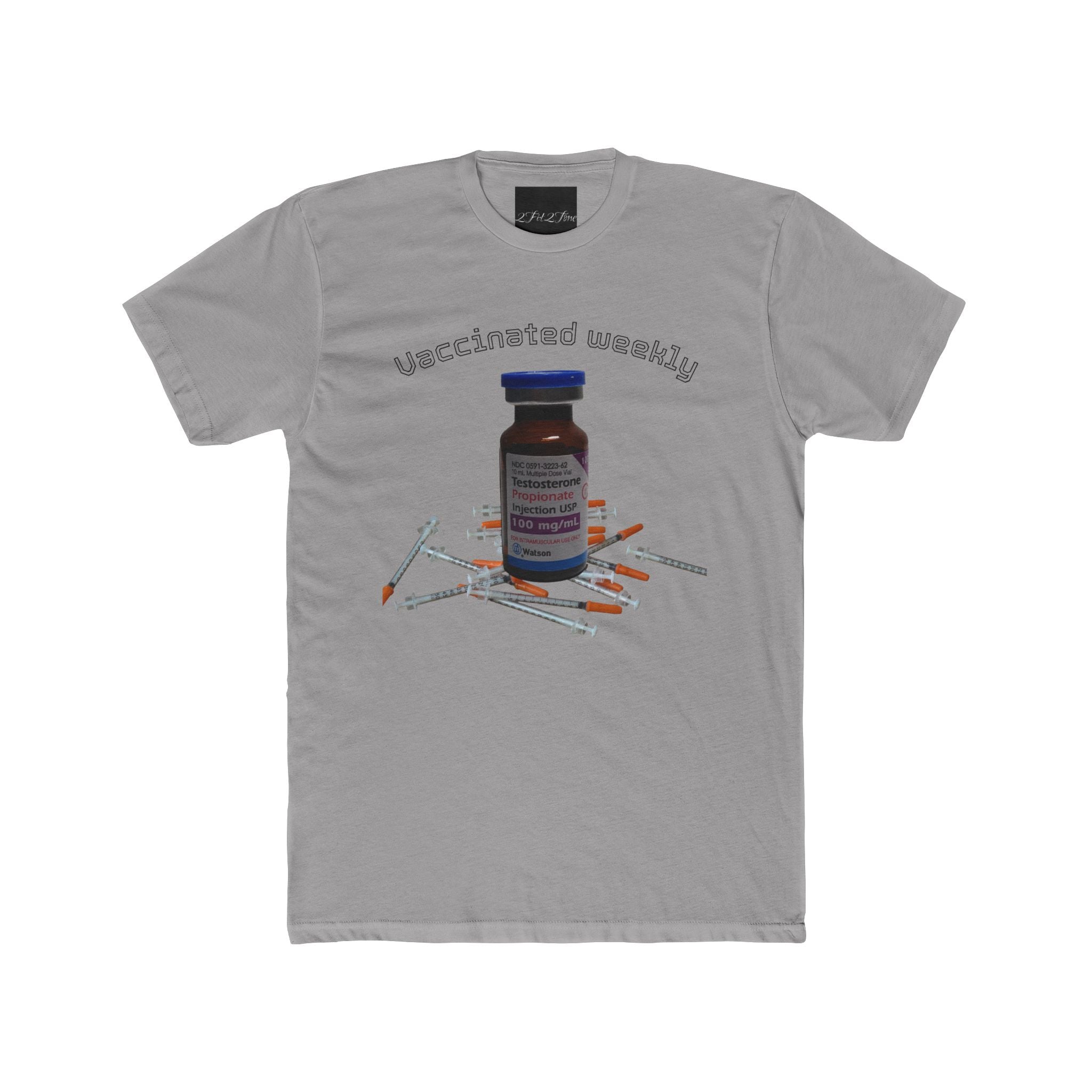 “Vaccinated Weekly” T‑Shirt — Vaccine Vial & Syringe Graphic Tee