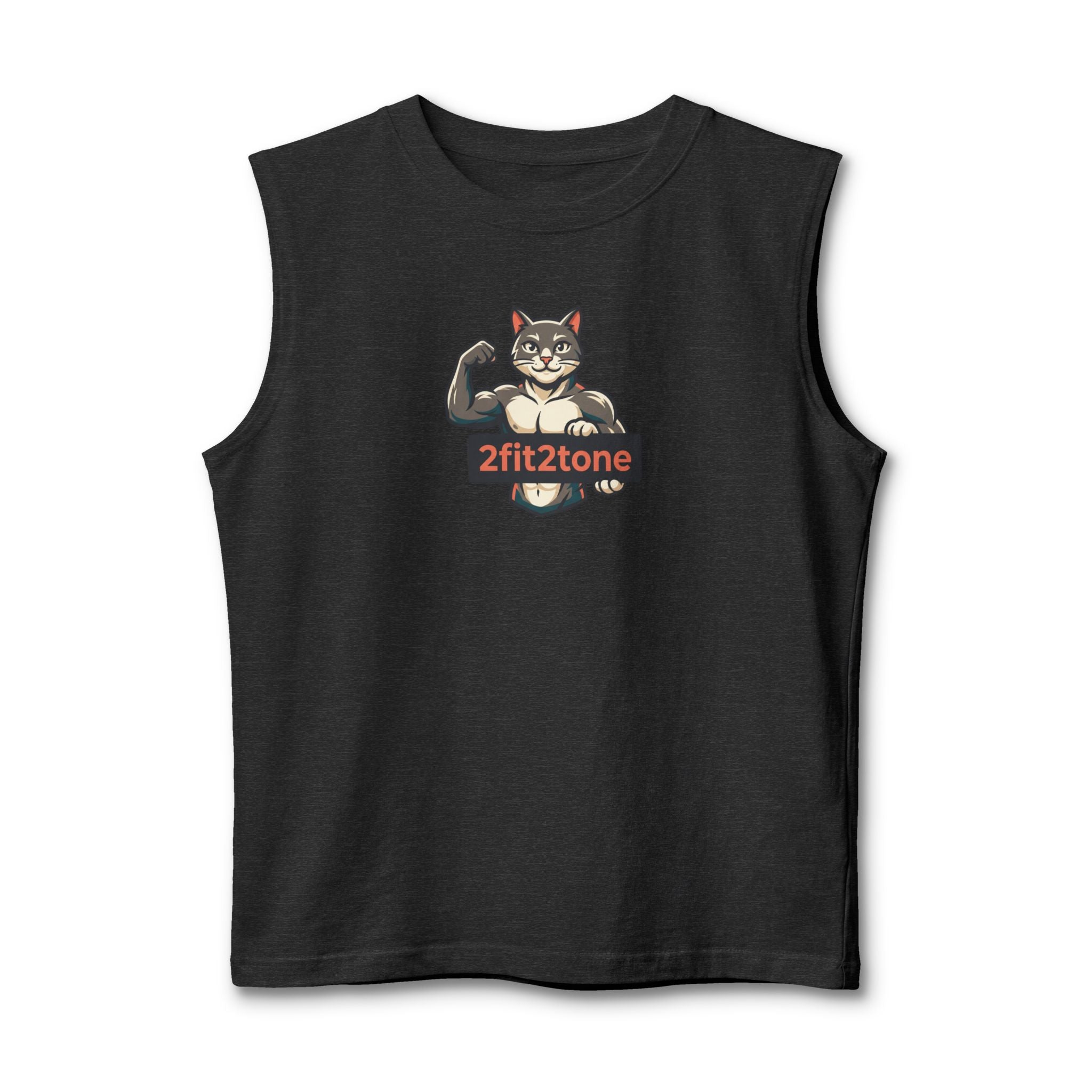 Muscle Tank — '2fit2tone' Flexing Cat Graphic Tank Top