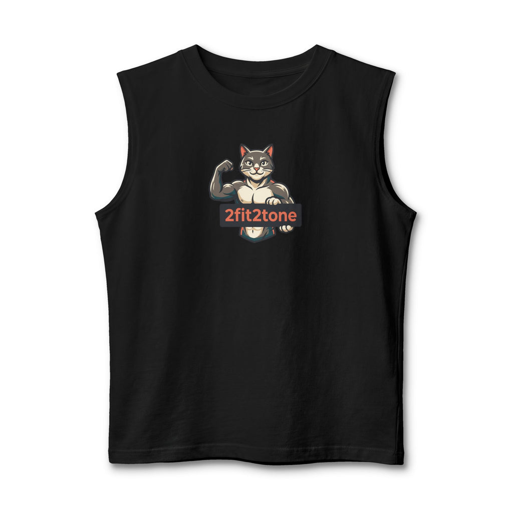Muscle Tank — '2fit2tone' Flexing Cat Graphic Tank Top
