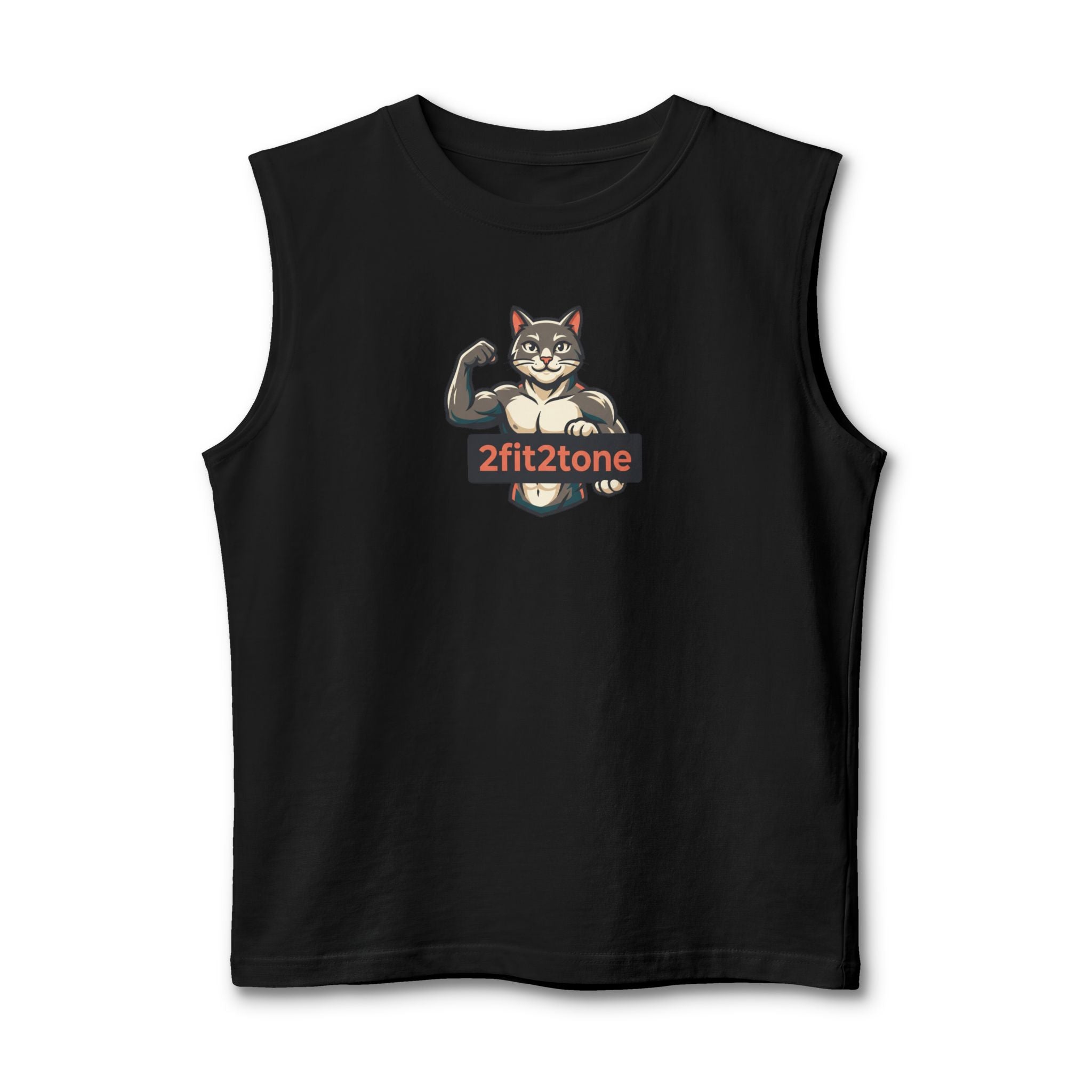 Muscle Tank — '2fit2tone' Flexing Cat Graphic Tank Top