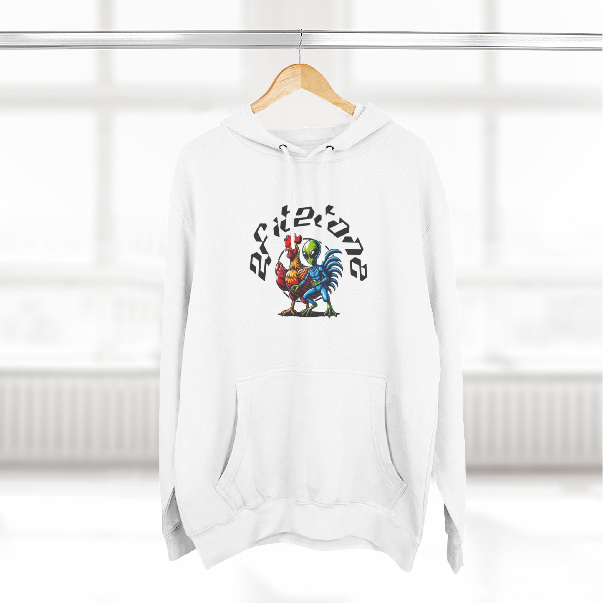 Angel Wings & Rooster Graphic Hoodie — Vintage Tattoo-Style Pullover