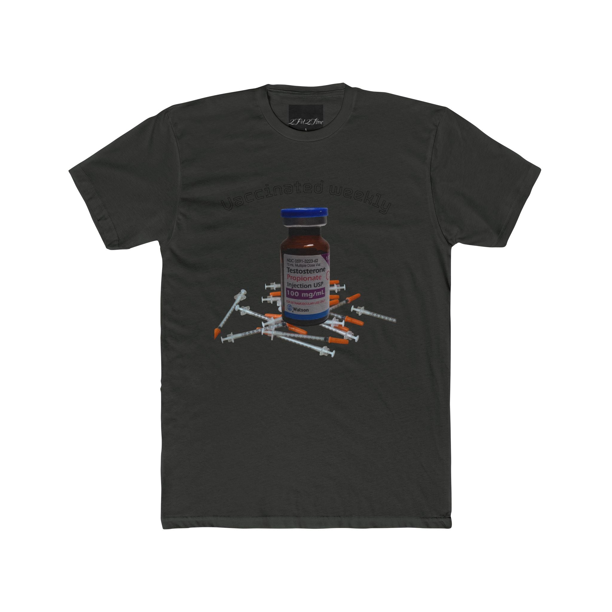 “Vaccinated Weekly” T‑Shirt — Vaccine Vial & Syringe Graphic Tee