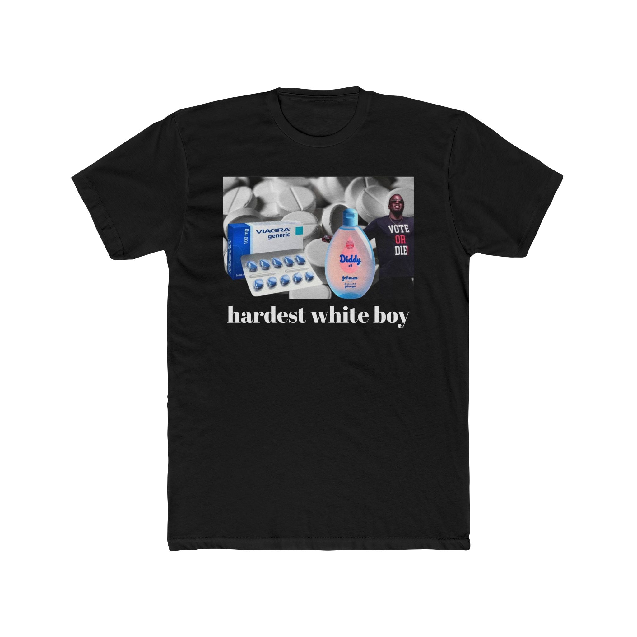 Crew Tee — "hardest white boy" Graphic T‑Shirt (nostalgic meme collage)