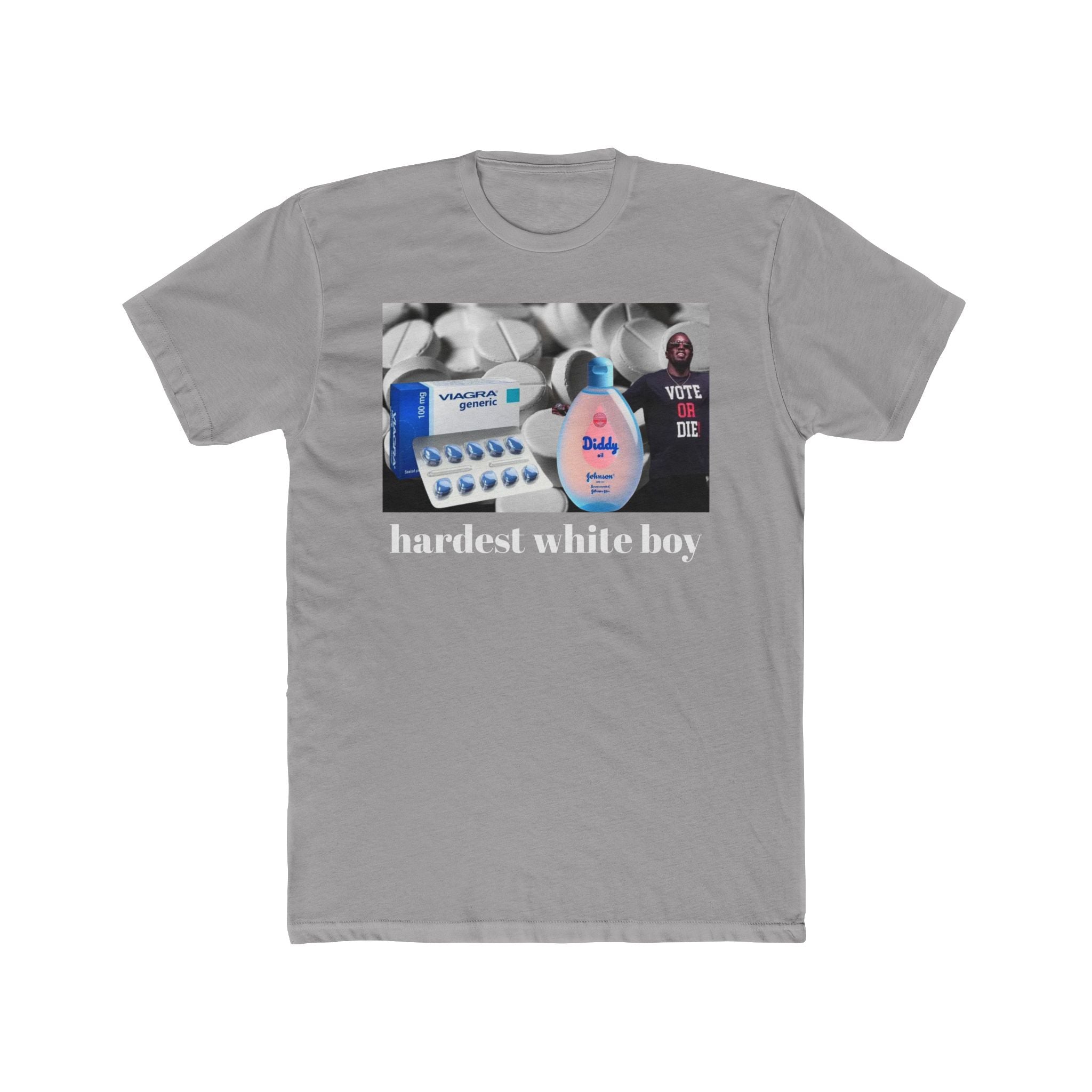 Crew Tee — "hardest white boy" Graphic T‑Shirt (nostalgic meme collage)
