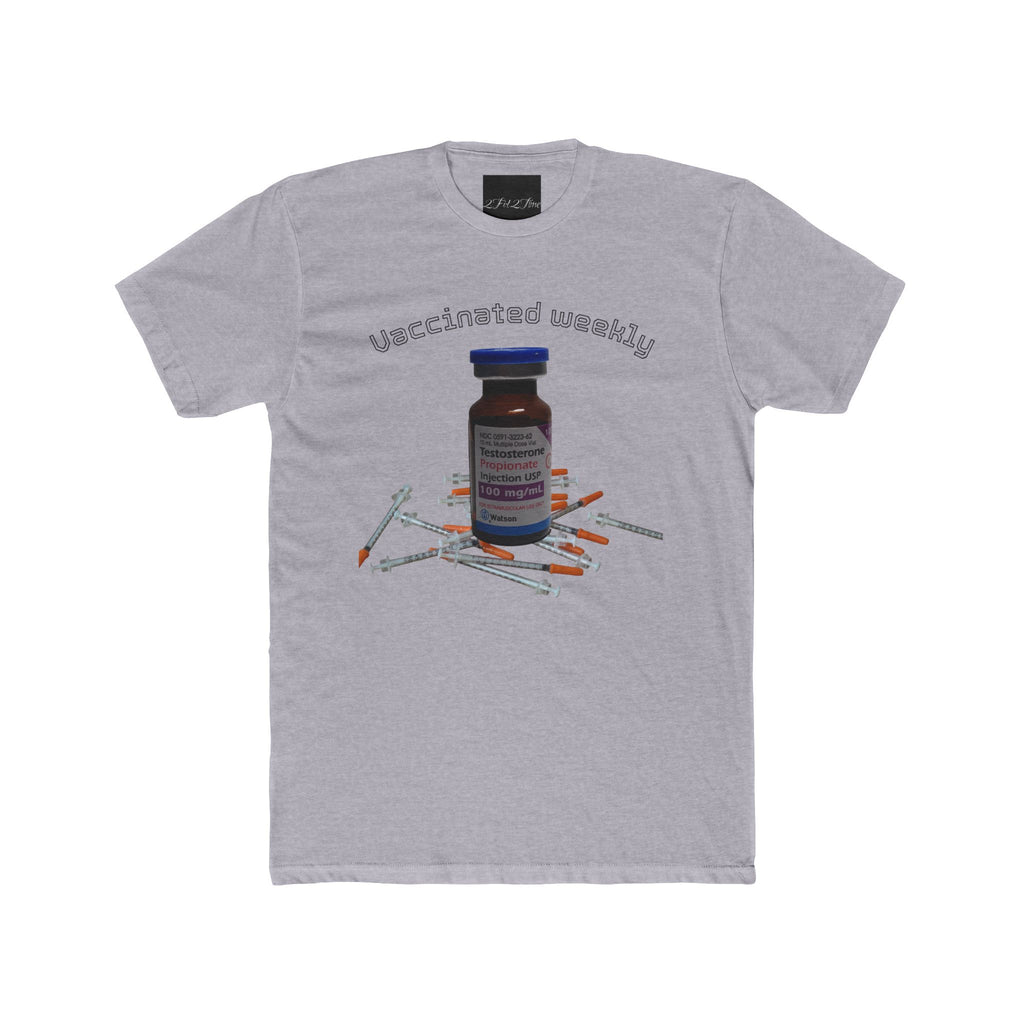 “Vaccinated Wearily” T‑Shirt — Vaccine Vial & Syringe Graphic Tee