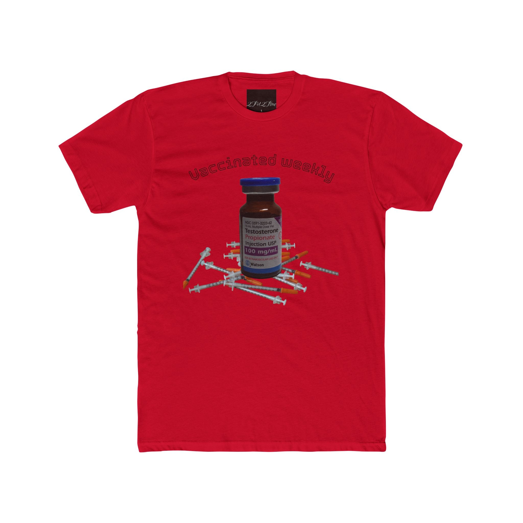 “Vaccinated Weekly” T‑Shirt — Vaccine Vial & Syringe Graphic Tee