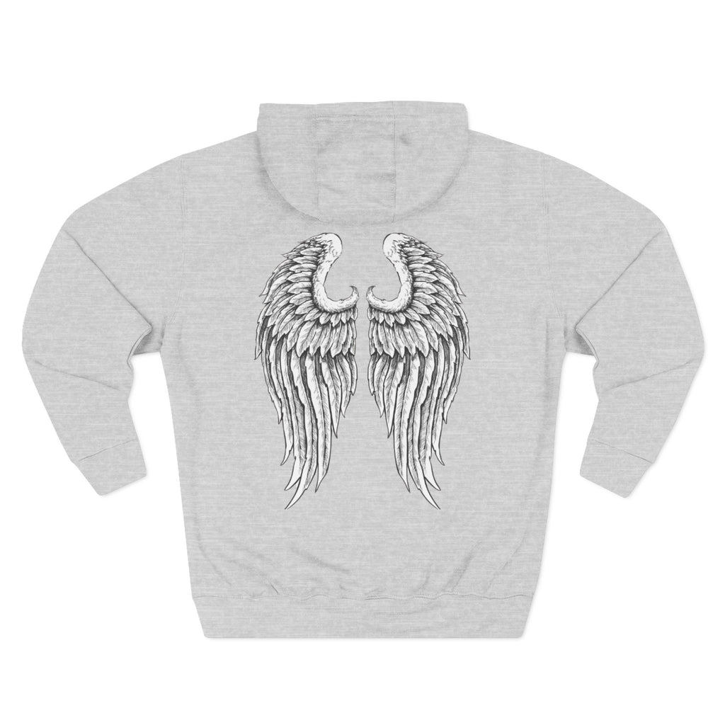Angel Wings & Rooster Graphic Hoodie — Vintage Tattoo-Style Pullover