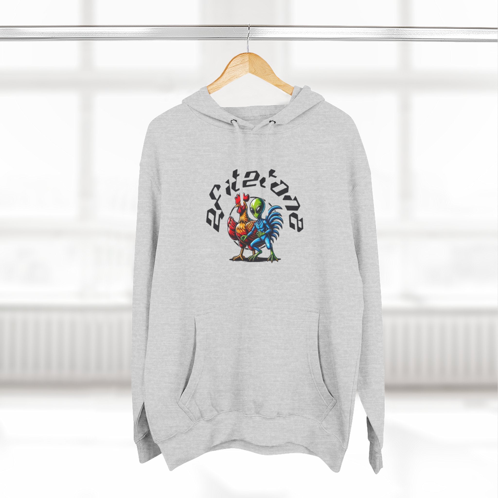 Angel Wings & Rooster Graphic Hoodie — Vintage Tattoo-Style Pullover