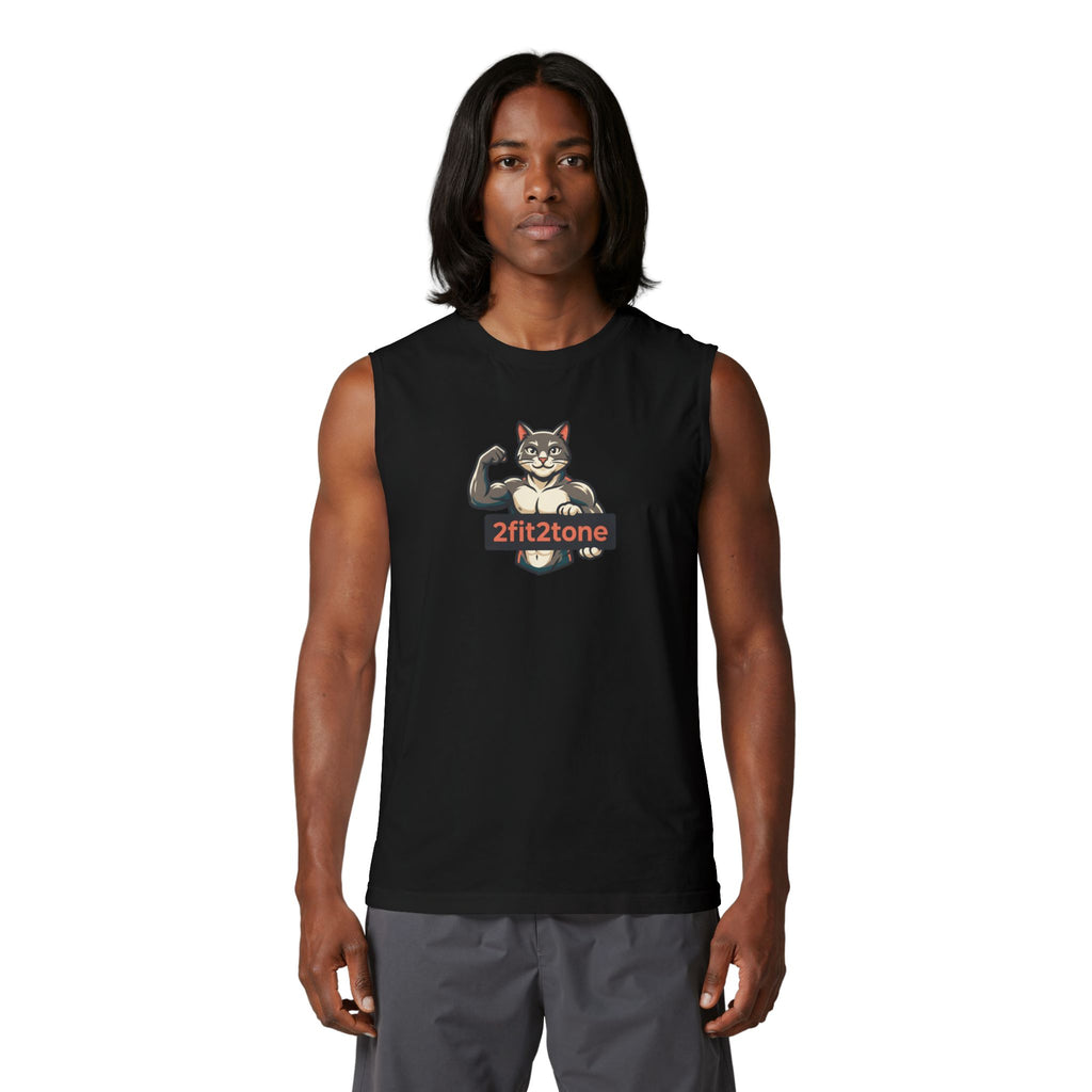Muscle Tank — '2fit2tone' Flexing Cat Graphic Tank Top
