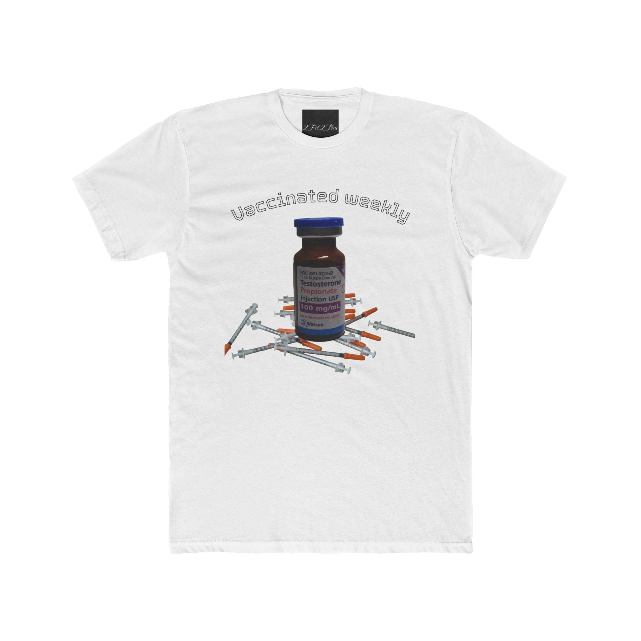 “Vaccinated Weekly” T‑Shirt — Vaccine Vial & Syringe Graphic Tee