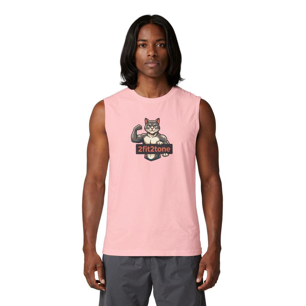 Muscle Tank — '2fit2tone' Flexing Cat Graphic Tank Top