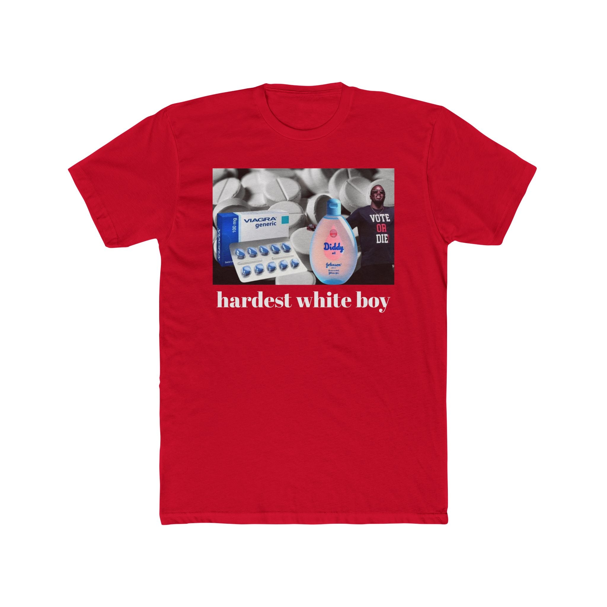 Crew Tee — "hardest white boy" Graphic T‑Shirt (nostalgic meme collage)