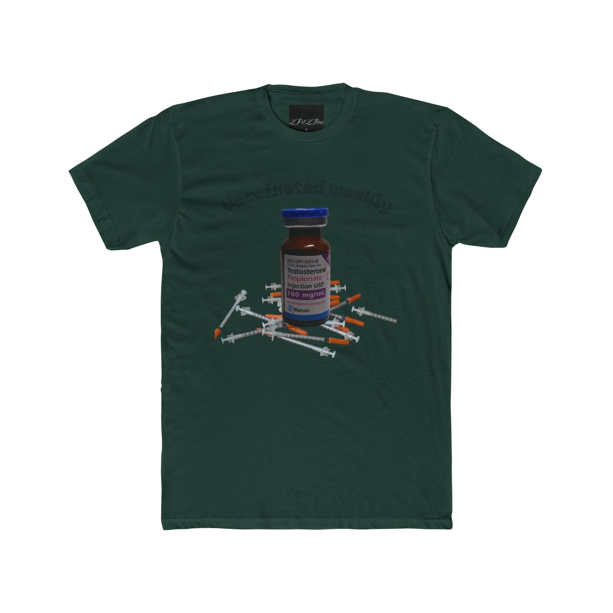 “Vaccinated Weekly” T‑Shirt — Vaccine Vial & Syringe Graphic Tee