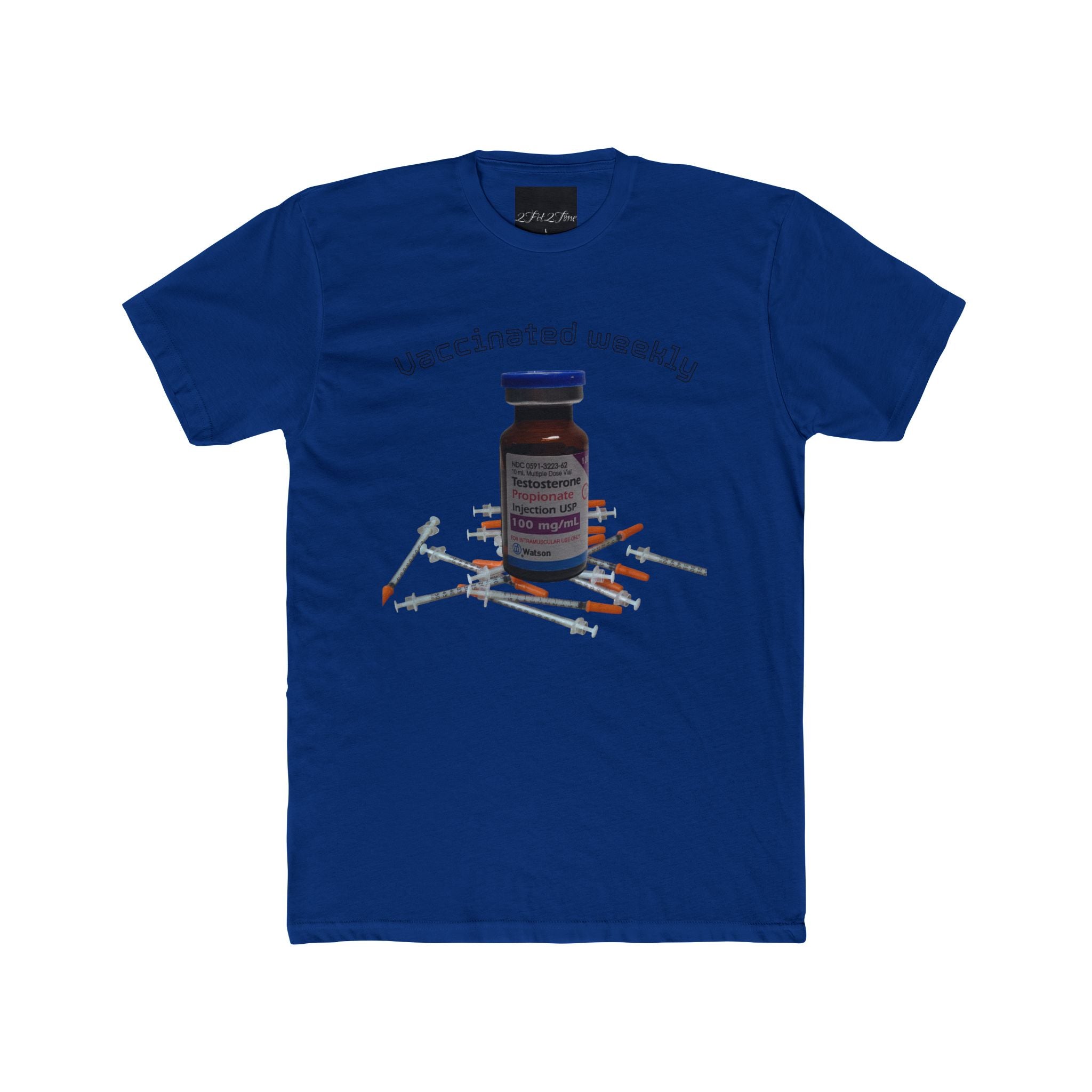 “Vaccinated Weekly” T‑Shirt — Vaccine Vial & Syringe Graphic Tee