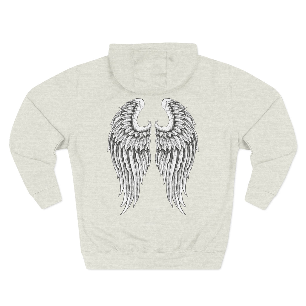 Angel Wings & Rooster Graphic Hoodie — Vintage Tattoo-Style Pullover