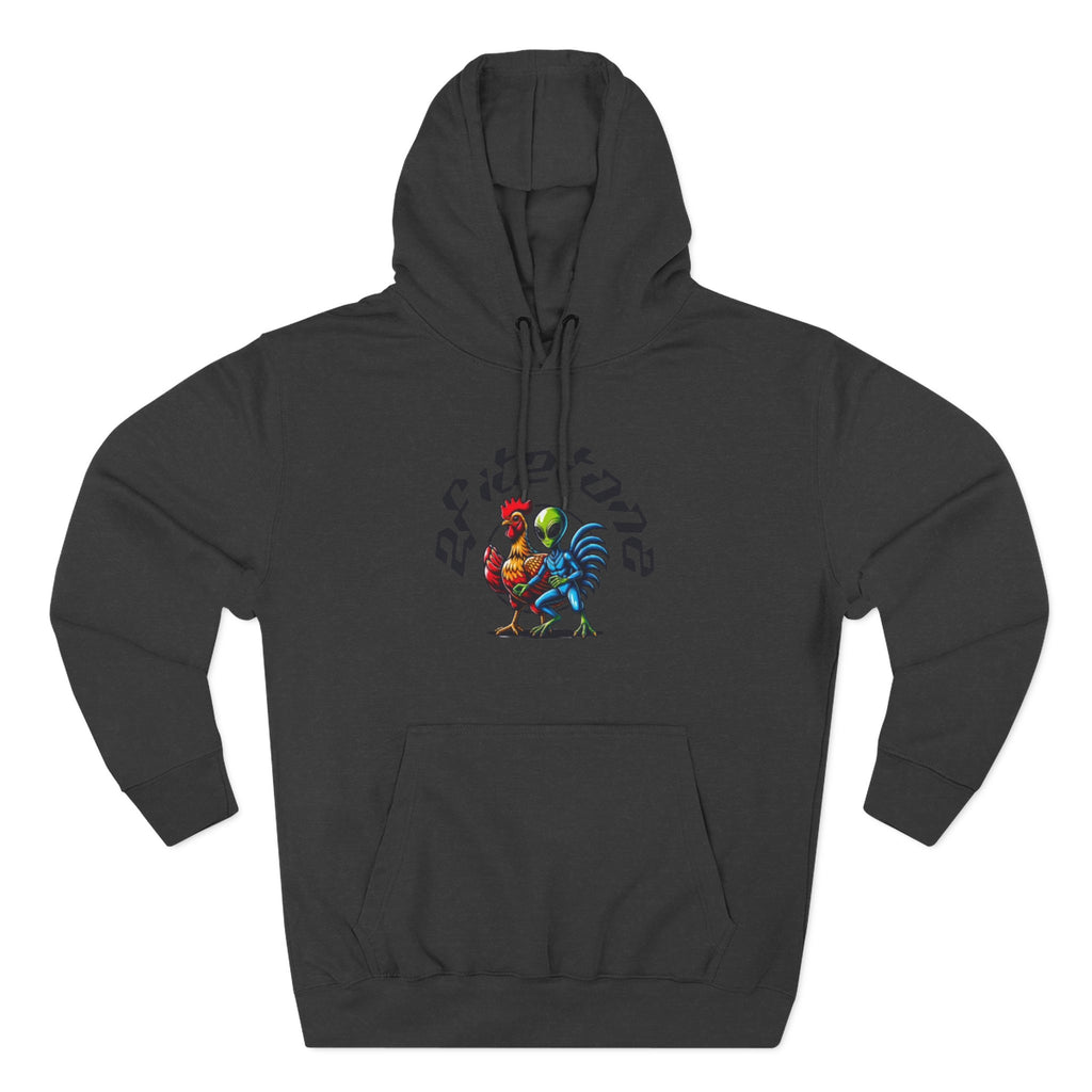 Angel Wings & Rooster Graphic Hoodie — Vintage Tattoo-Style Pullover