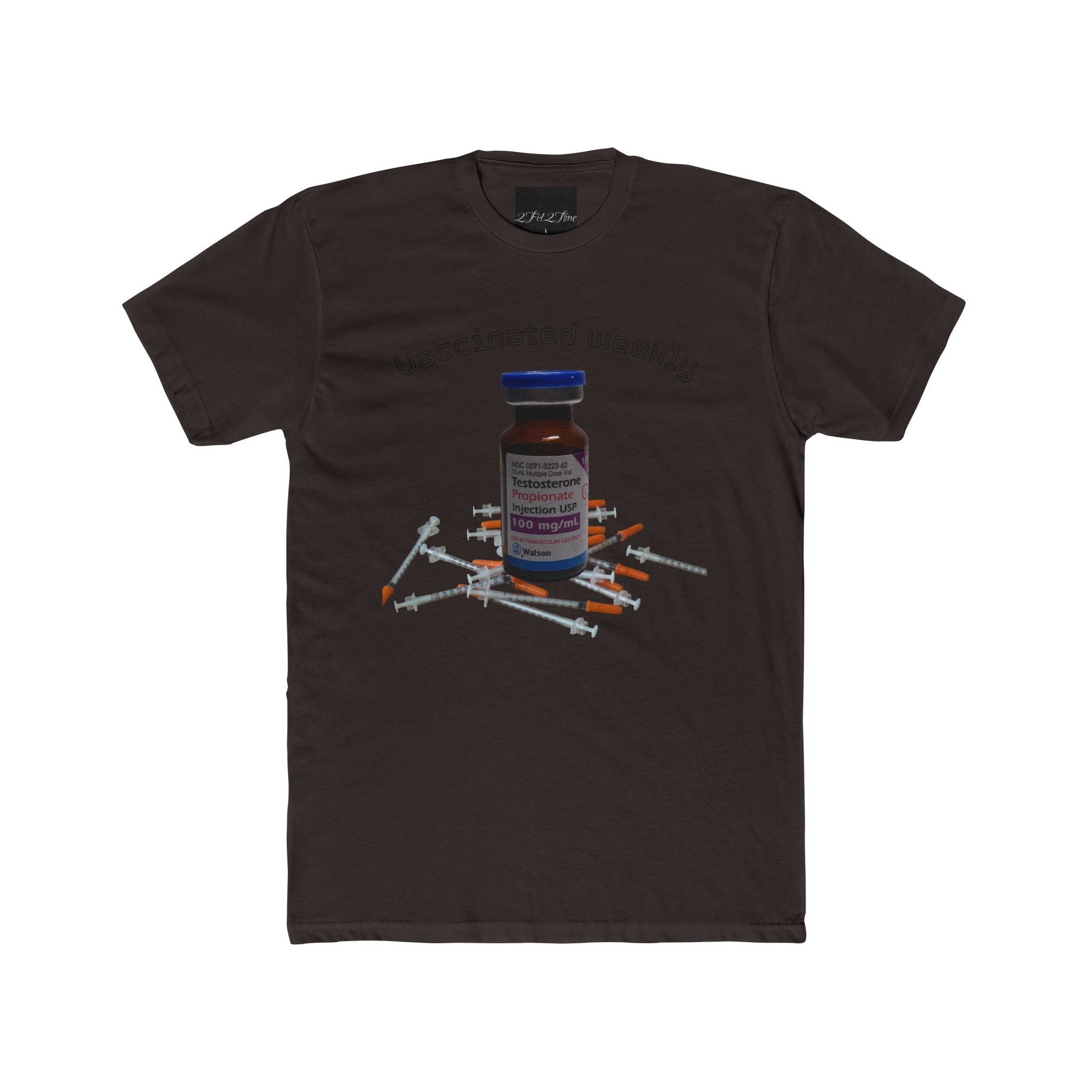 “Vaccinated Weekly” T‑Shirt — Vaccine Vial & Syringe Graphic Tee