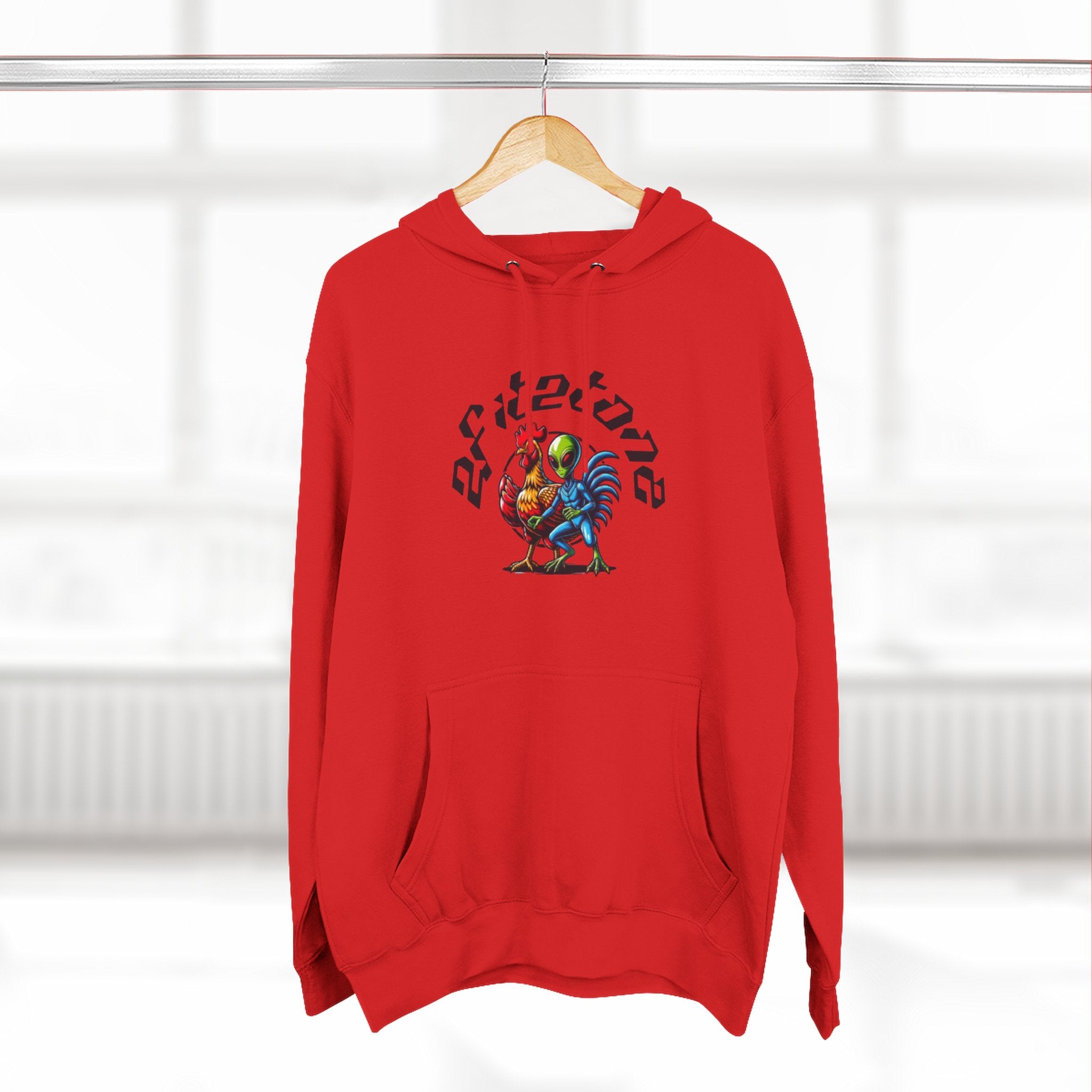 Angel Wings & Rooster Graphic Hoodie — Vintage Tattoo-Style Pullover