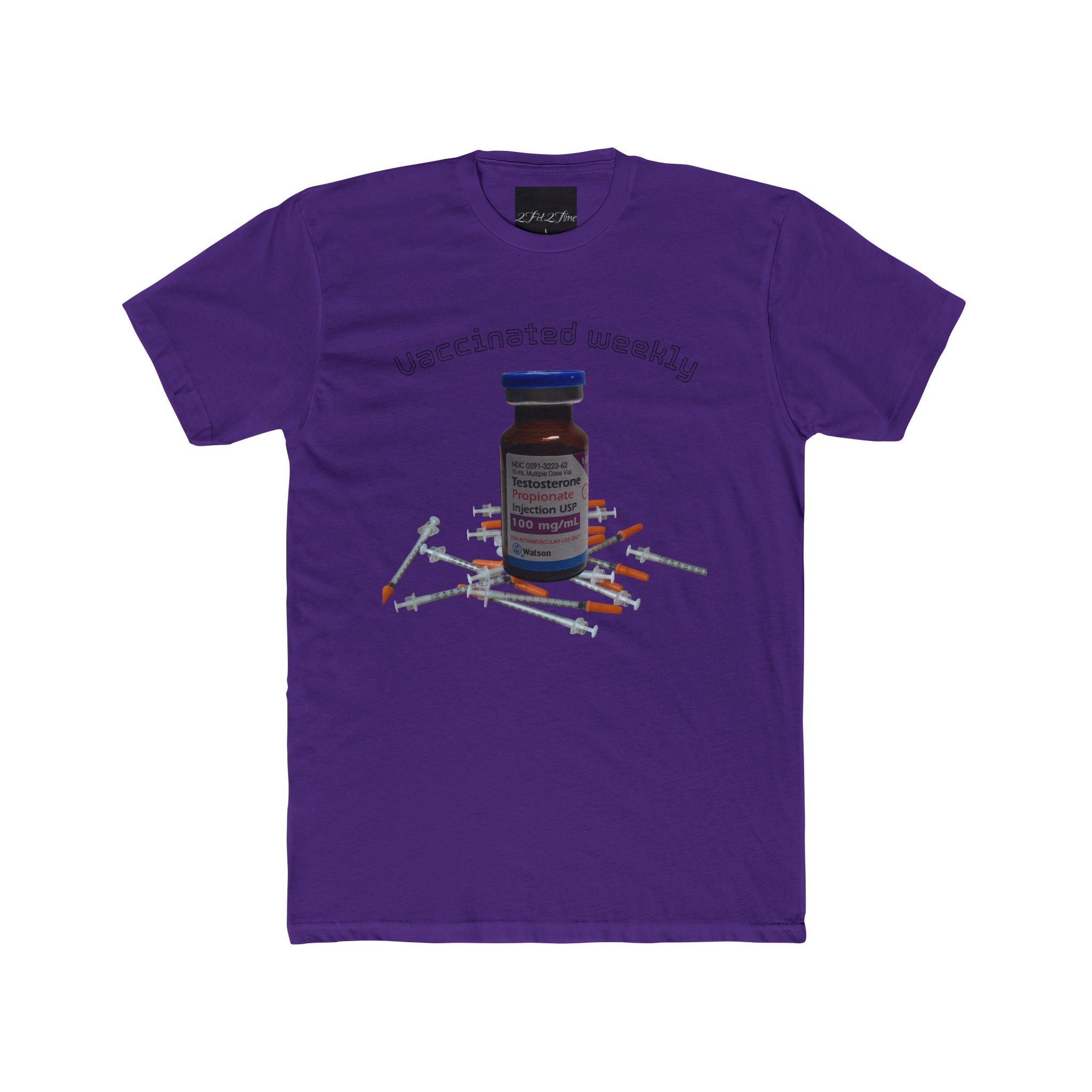 “Vaccinated Weekly” T‑Shirt — Vaccine Vial & Syringe Graphic Tee